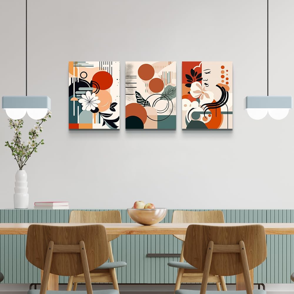 MHARTK66 Wall Art for Living Room Modern Wall Decor for Bedroom Office Decor Abstract Mountain Forest Landscapes Ink Painting 3 Piece Framed Canvas Art Prints Ready to Hang Wall Pictures Home Decor
