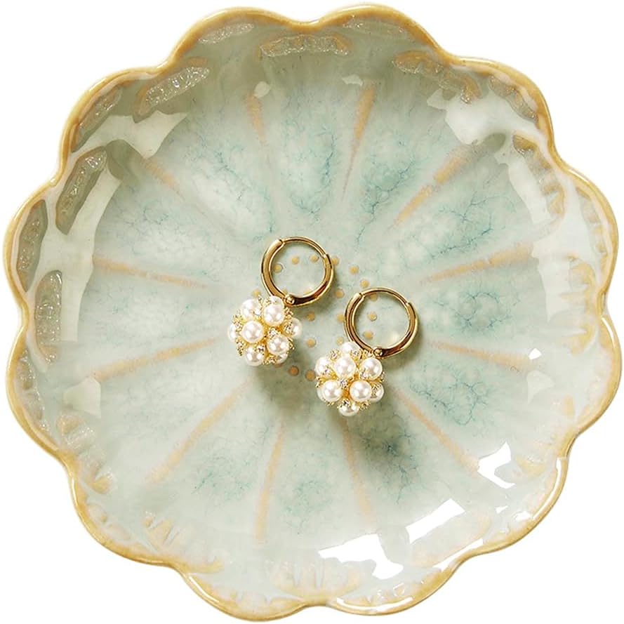 JAMEND CLXP Lotus Leaf Shape Decorative Ring Tray, Small Key Bowl, Ceramic Trinket Tray Jewelry Dish Organizing Necklace Earrings, Home Decoration for Mom Best Friend Sister, Pink.