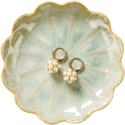 JAMEND CLXP Lotus Leaf Shape Decorative Ring Tray, Small Key Bowl, Ceramic Trinket Tray Jewelry Dish Organizing Necklace Earrings, Home Decoration for Mom Best Friend Sister, Pink.