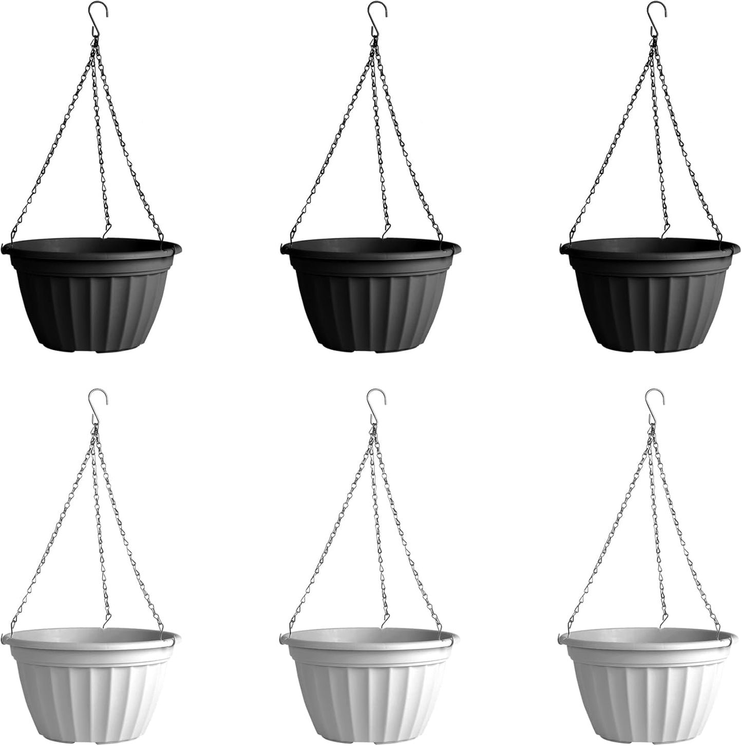 FGstyle Hanging Planters 10 Inch, 4 Pcs Self Watering Pots for Indoor Plants,Plastic Hanging Basket with Soil Elevator and 20" Chain for Home Garden Porch Balcony Patio Decor(Black)
