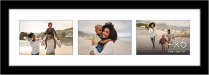 Americanflat 4x6 Collage Picture Frame with Shatter-Resistant Glass - Fits Five 4x6 Photos or Use as One 11x14 Picture Frame - Signature Collection - Collage Frames for Wall Display - Black