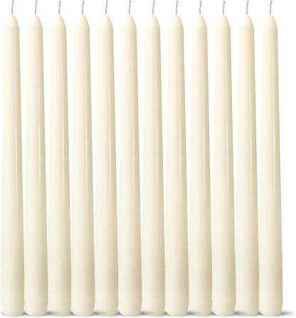 4 Pack White Taper Candles丨Taper Candles 10 Inch Dripless丨Unscented & Smokeless Candlesticks Bulk丨7-8 Hours Long Burning Tall Candles丨Ideal for Christmas Weddings Parties Dinner