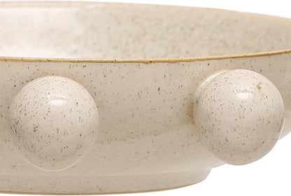 Bloomingville 9.75 Inches Stoneware Bowl with Orbs and Reactive Glaze, Black
