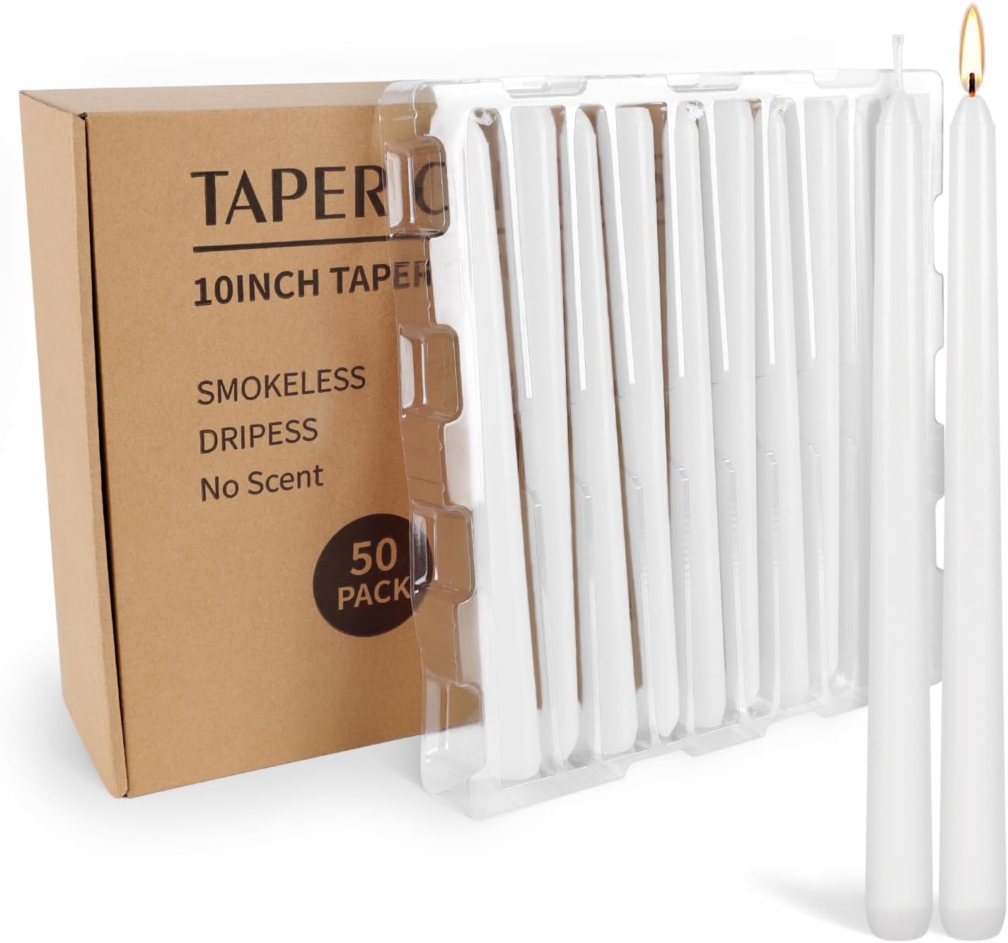 30-Pack 10-Color Taper Candles - 10 Inch Dripless & 10-Hour Burn｜Wedding/Birthday/Home Decor with Premium Wax