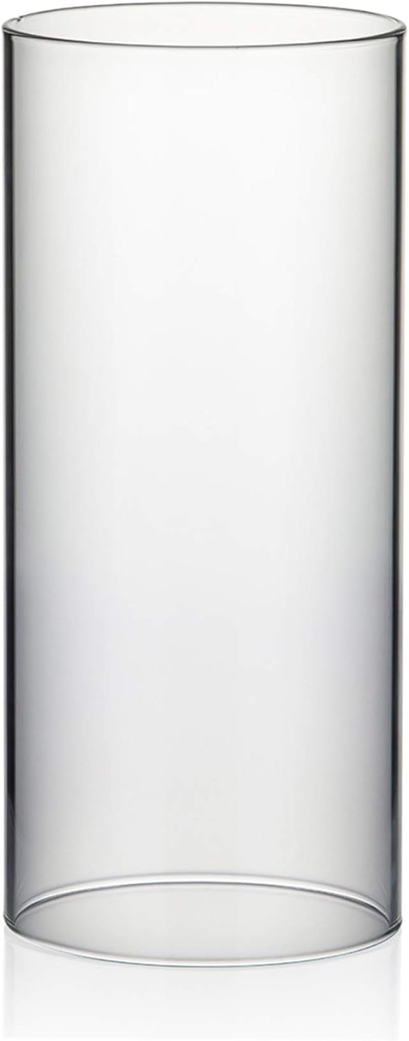 WGVI Hurricane Candle Holder Sleeve, Wide 4", Height 8", Clear Glass Cylinder Candleholder, Chimney Tube, Open Ended Candle Shade, 1 Piece - Colors B