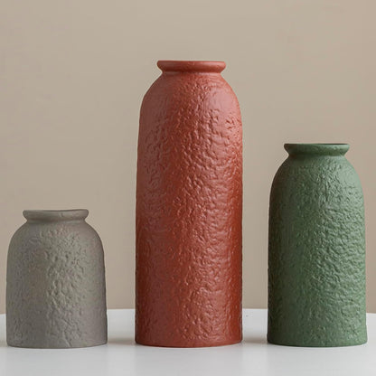 10.4 inches Tall Decorative Ceramic Vase Set, 3 Pieces, Nordic Modern Boho Style, White, Modern Farmhouse for Home Decor (Coffee Mix)