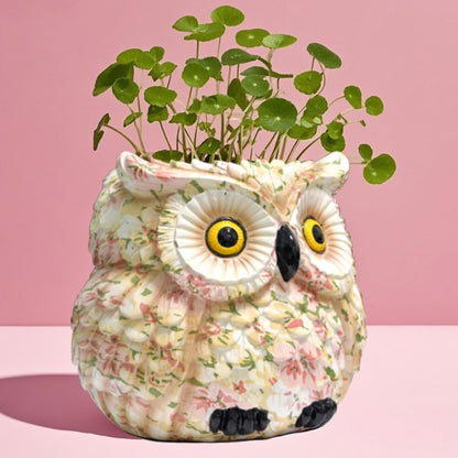 Owl Planter, Owl Succulent Pots, Funny Plant Pots Indoor/Outdoor, Decorative Garden Flower Pot, Cute Small Planters for office Home Decor, Unique Statue Figurine Gifts for Women Mother Teacher Red