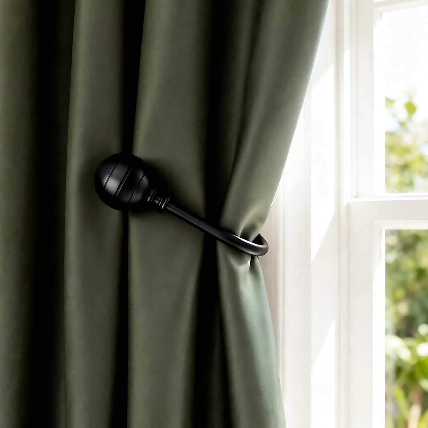 Curtain Holdbacks, 4pcs Curtains Holder Wall Mounted Drapery Tiebacks Retro Window Hook for Home Decor, Matte Black