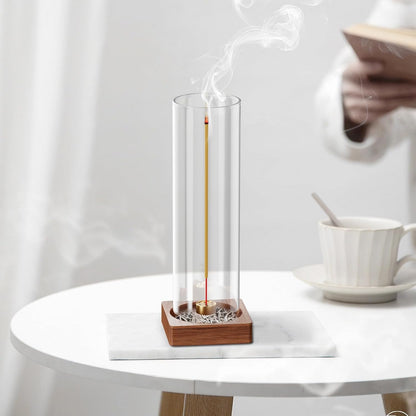 1 Pack Incense Holder for Sticks, Insence-Stick Holder Ash Catcher with Removable Glass [Anti-Ash Flying], Mess-Free Incense Burner Holder, Perfect for Meditation Yoga Relaxation, Home Decor