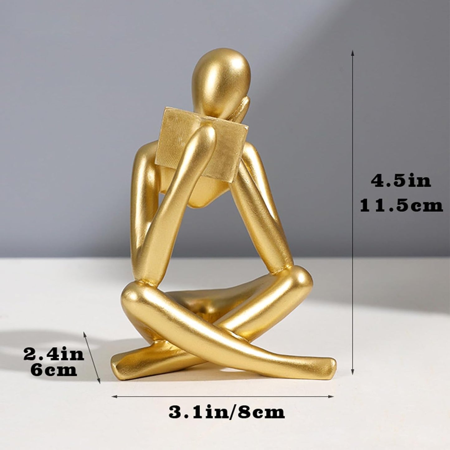 Jinkoozz Reading Women Statue, Thinker Sculptures, Abstract Art Ornament, Modern Aesthetic Figurine Decoration, Suitable for Home Living Room Bedroom Office Shelf Table Desk Bookshelf Decor
