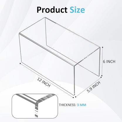 Sezanrpt Acrylic Shelf Riser 12x4.7x3 pack of 2, Desktop Rectangular Acrylic Tray Pedestal Stand for Funko Pop Figure, Bags, 12x4.7x3 Inch