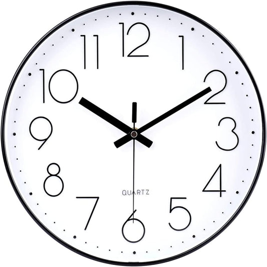 jomparis Wall Clock 12 Inch Non-Ticking Silent Battery Operated Round Wall Clock Modern Elegant Simple Style Clock for Home Office Kitchen Bedroom Living Room