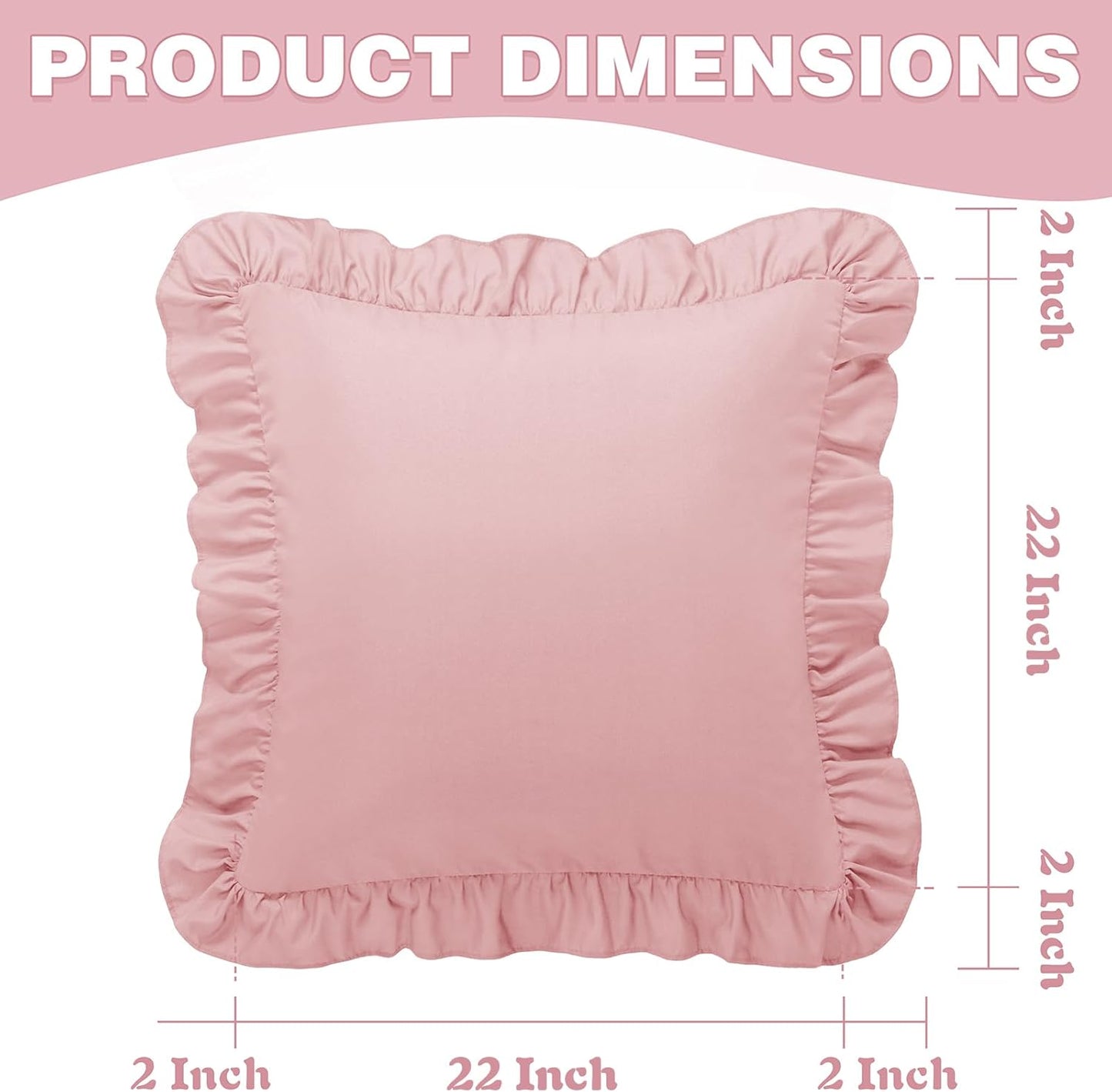 KKJIAF Ruffle Pillow Cases 26x26 Inches, White Square Ruffled Pillow Covers Set of 2, Microfiber Wrinkle Resistant Pillow Shams with Envelope Closure for Sofa Bed Living Room