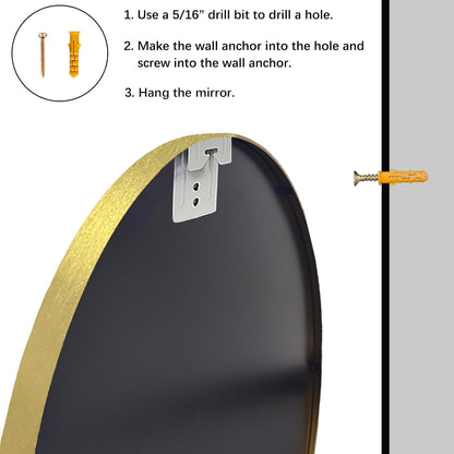 Sunniry Black Round Mirror, Round Mirror 24 inch, Black Circle Mirrors Matte Metal Frame, Wall Mounted Mirrors for Living Room, Bathroom, Wall, Entryway.