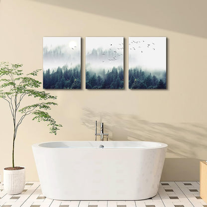 MHARTK66 Wall Art for Living Room Modern Wall Decor for Bedroom Office Decor Abstract Mountain Forest Landscapes Ink Painting 3 Piece Framed Canvas Art Prints Ready to Hang Wall Pictures Home Decor