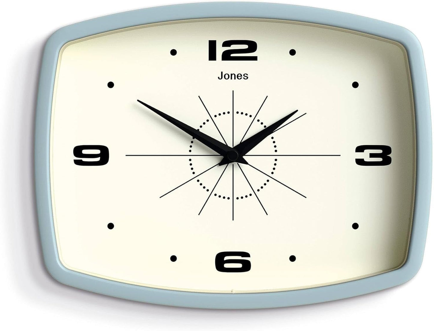 JONES CLOCKS® Movie wall Clock | Retro Rectangular Clock | 10 inch | Orange | Cool mid-Century Designer Look for Kitchen, Living Room or Office