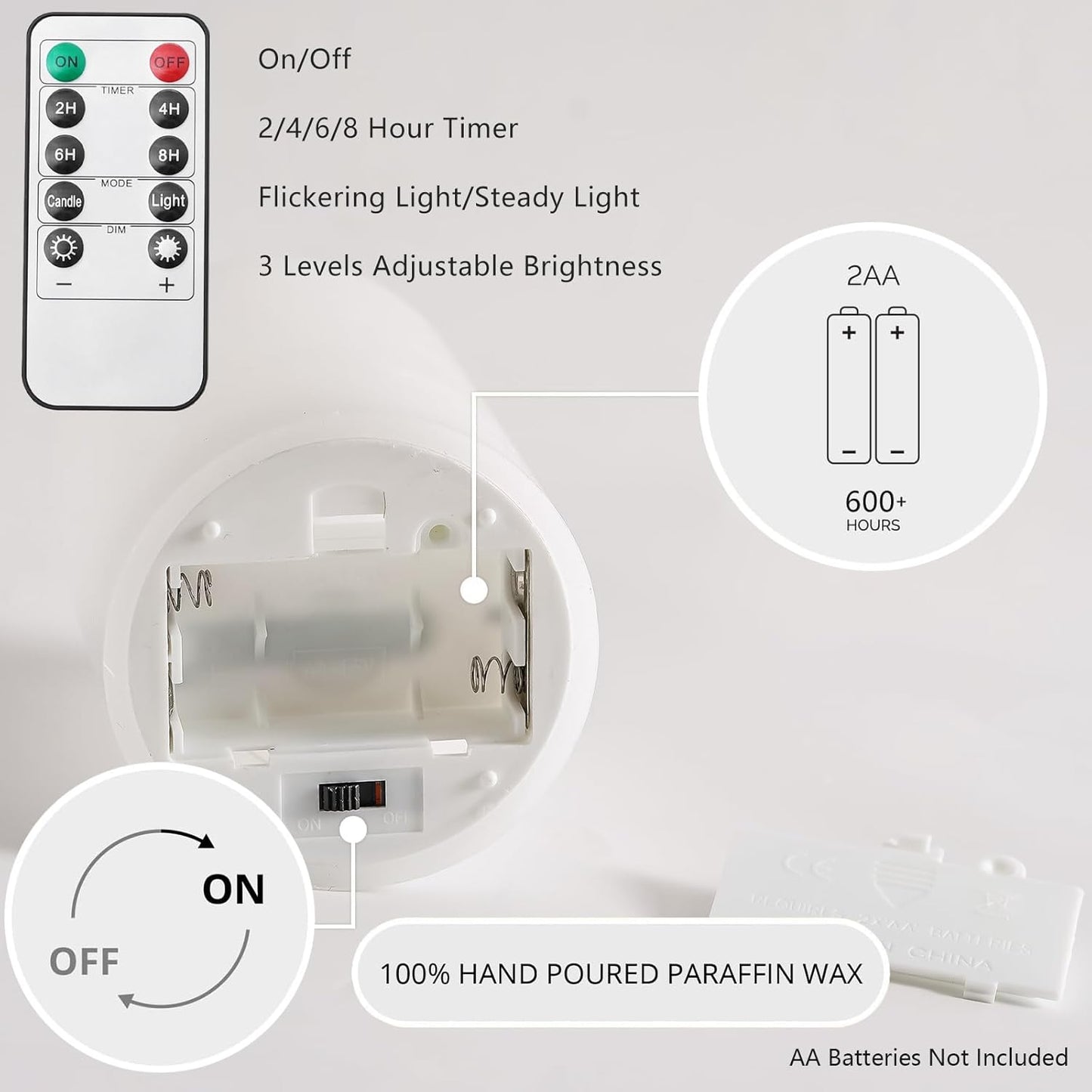 Stmarry Ivory Flameless Candles with Remote and Timer, Real Wax Made LED Pillar Candles Battery Operated with 3D Flickering Flame - 3" x 4",5",6" - Set of 3
