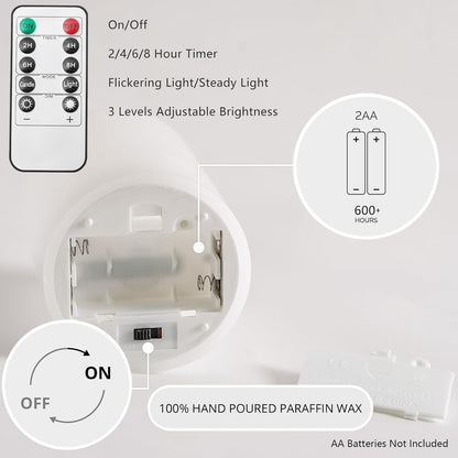 Stmarry Ivory Flameless Candles with Remote and Timer, Real Wax Made LED Pillar Candles Battery Operated with 3D Flickering Flame - 3" x 4",5",6" - Set of 3