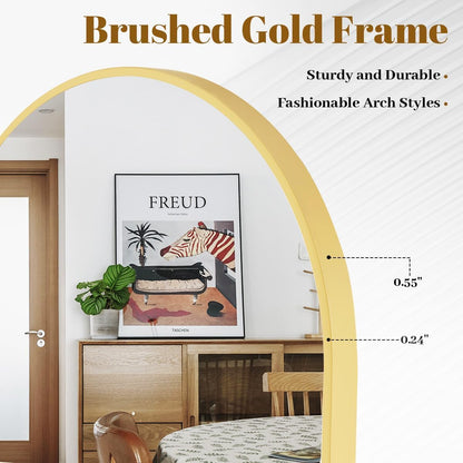 VooBang Arched Wall Mirror, 24 x 36 inch Arch Bathroom Mirror, Wall Mounted Vanity Mirror with Arch Metal Frame, Modern Bathroom Vanity Mirror for Bedroom, Living Room, Hanging or Leaning, Black