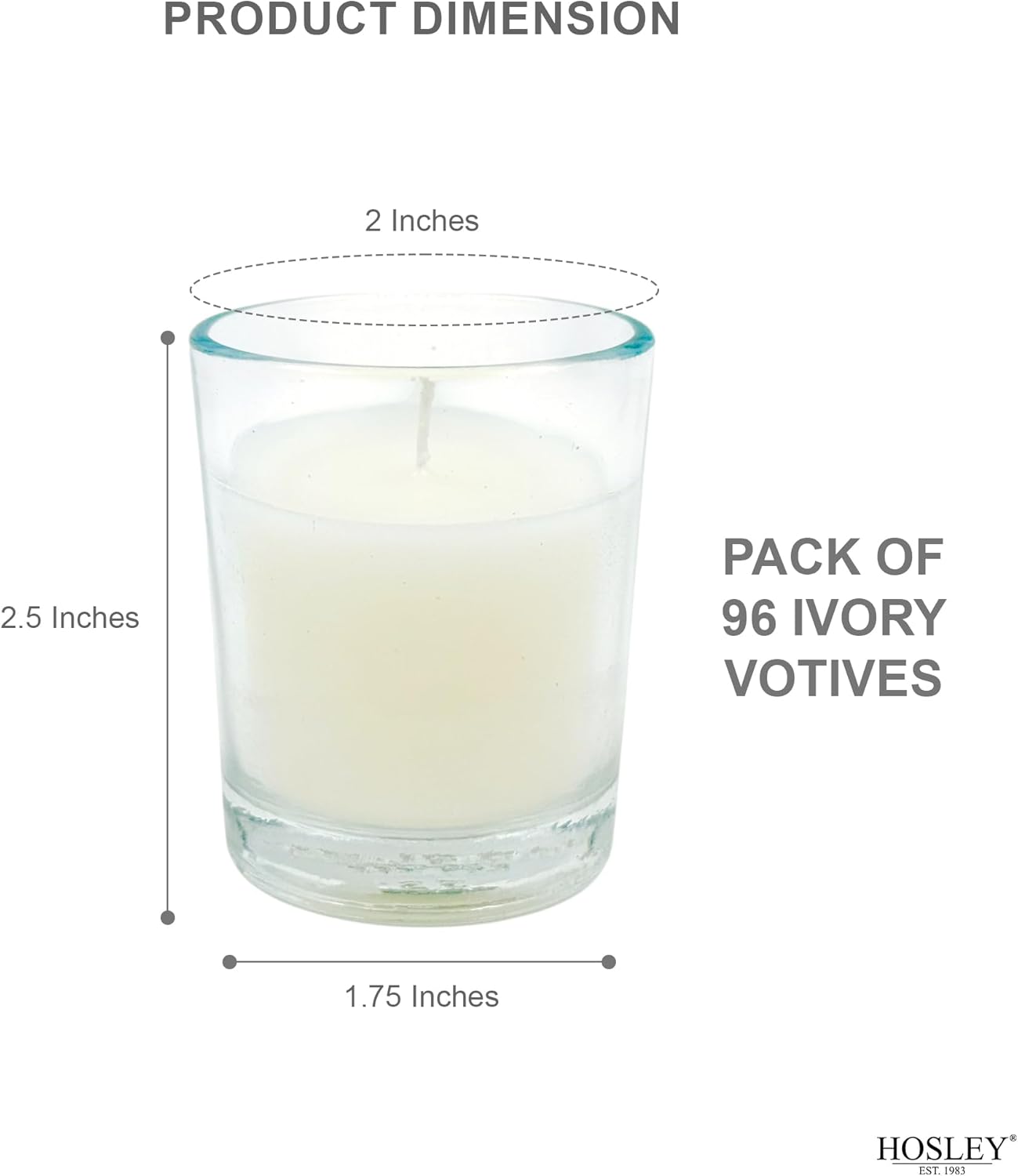 48-Pack Clear Glass Votive Candles – 10–12 Hour Long Burn, Unscented, Ivory, Bulk Set for Weddings, Events & Table Centerpieces – Hosley