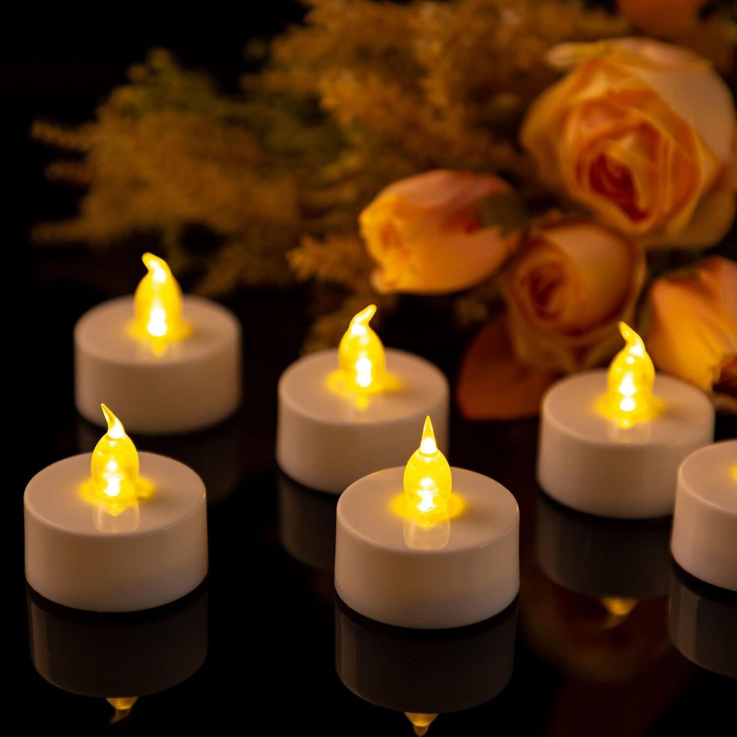Battery Operated LED Tea Lights: 24PACK Flameless Votive Candles Lamp Realistic and Bright Flickering Holiday Gift Long Lasting 200Hours for Seasonal & Festival Celebration Warm White