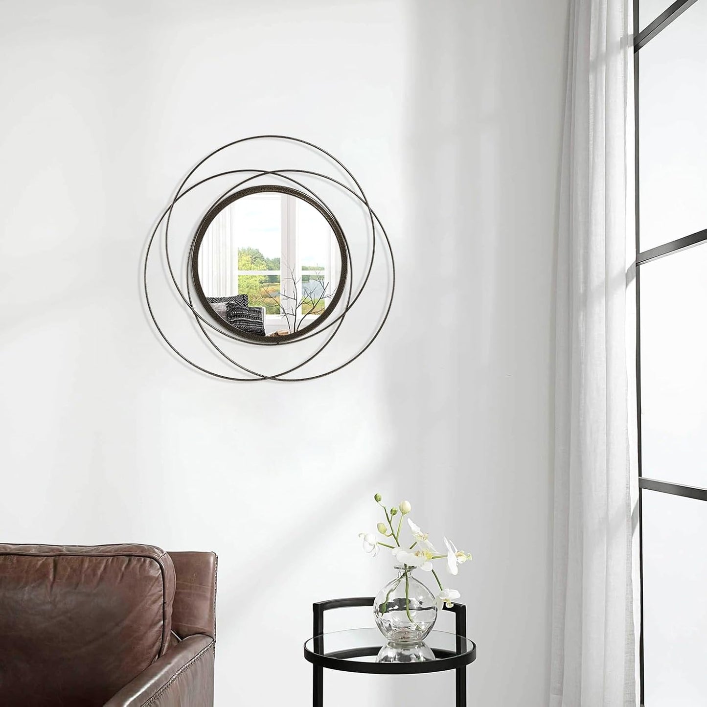 Gold Sunburst Mirrors for Wall Decorative Metal Round Art Mirrors Large Wall Decor Hanging Mirror for Bathroom Bedroom Living Room Vanity Entryway 16"