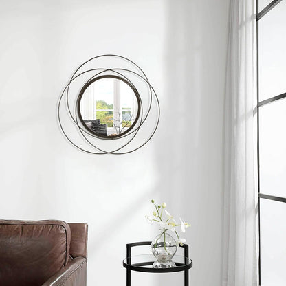 Gold Sunburst Mirrors for Wall Decorative Metal Round Art Mirrors Large Wall Decor Hanging Mirror for Bathroom Bedroom Living Room Vanity Entryway 16"