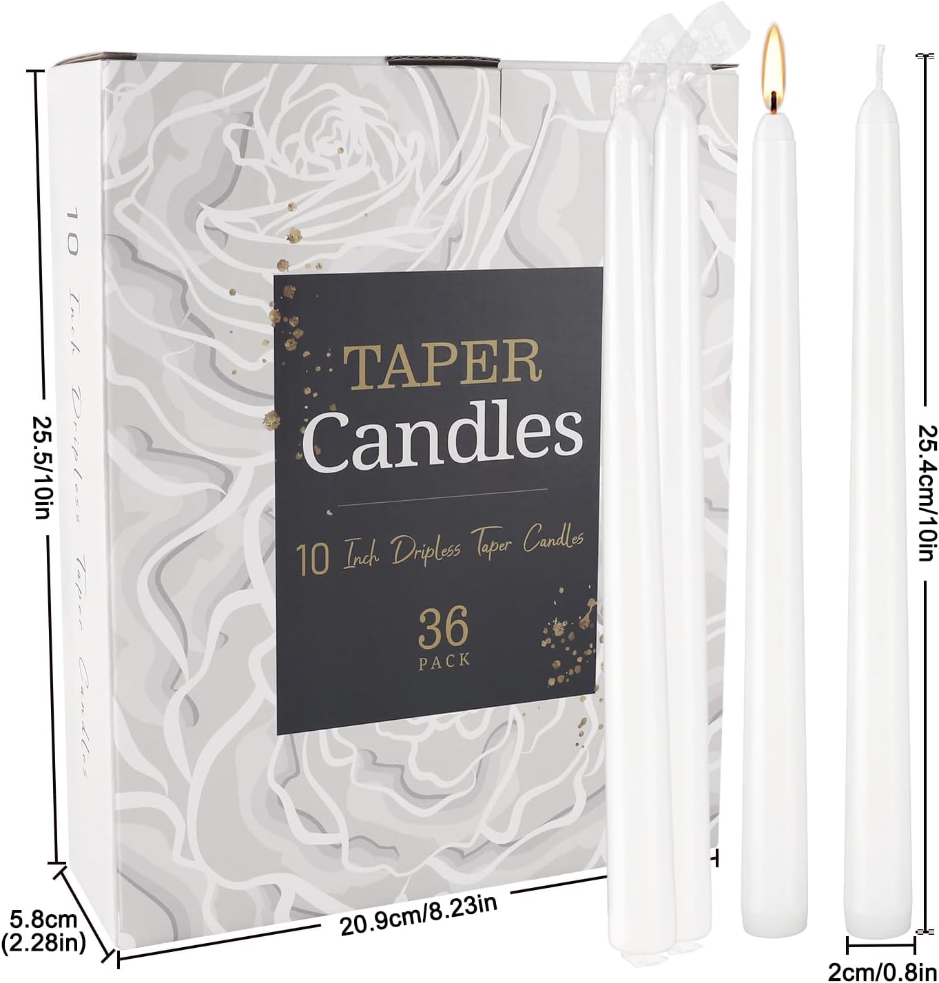 30-Pack 10-Color Taper Candles - 10 Inch Dripless & 10-Hour Burn｜Wedding/Birthday/Home Decor with Premium Wax