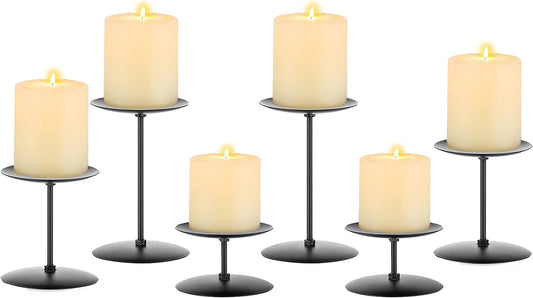 Pillar Candle Holders Candelabra Gold - Set of 12 Bulk Candle Stand Iron Plate Minimalism Modern Home Mantel Dinning Table Decorations Centerpiece for Wedding, Party, Housewarming, Events