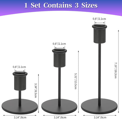 Set of 6 Black Candlestick Holders - Decorative for Home Decor, Wedding, Dining, Party, Anniversary