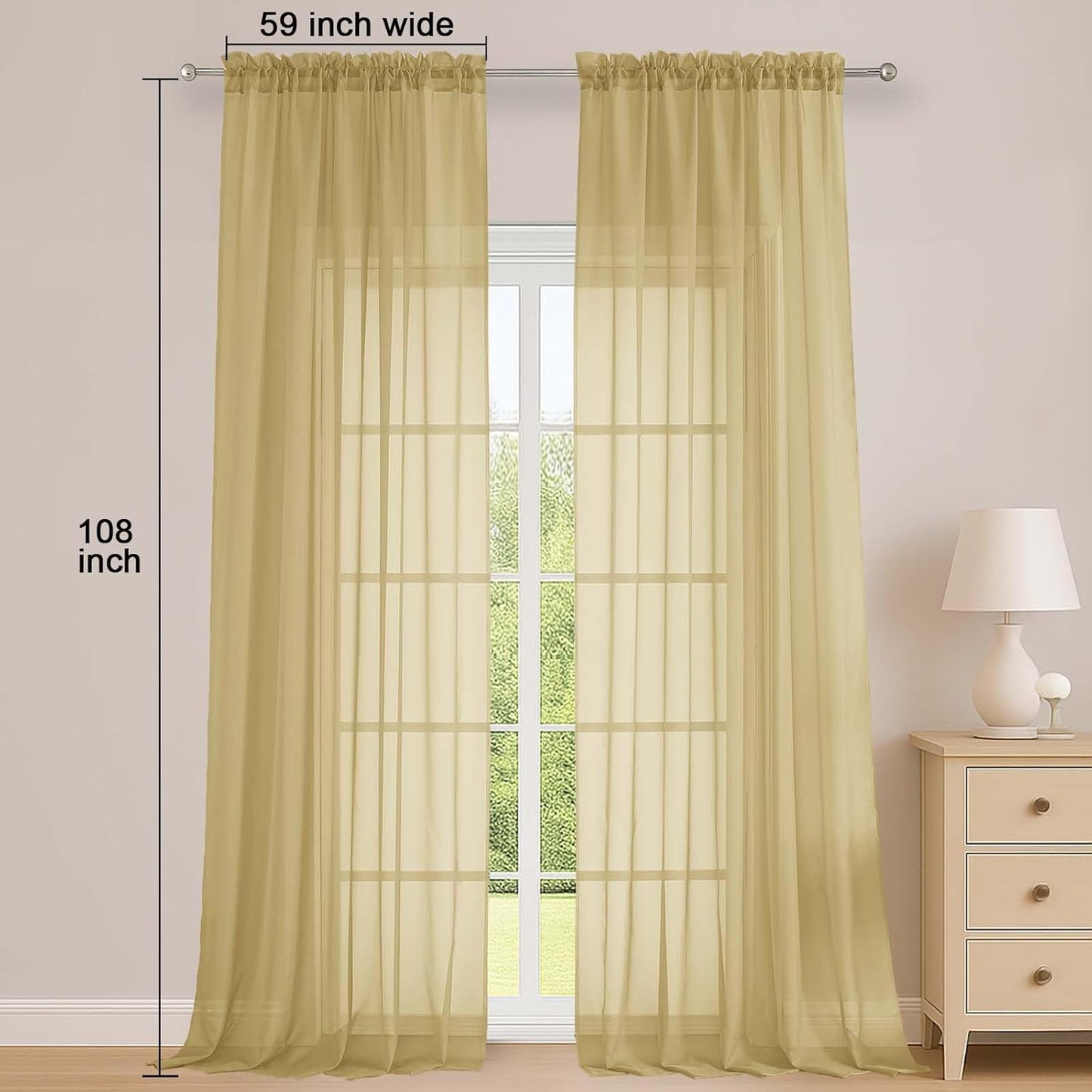 OWENIE Sheer Curtains 84 inches Long 2 Panels Set for Living Room/Bedroom, Rod Pocket Voile Sheer Panel Drapes, White, 2pcs, Each 42" W x 84" L - Colors B