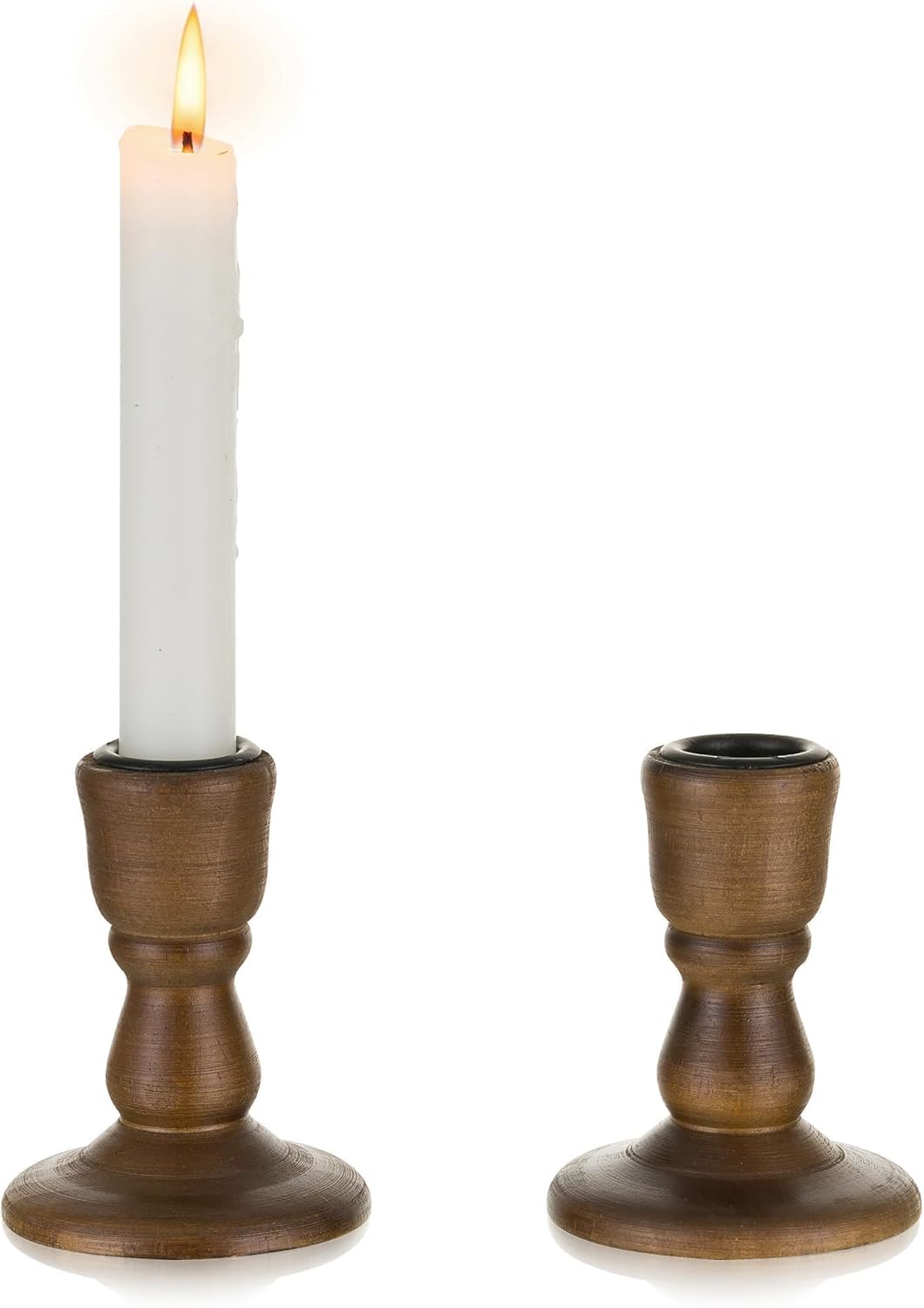 Wooden Taper Candle Holders: Wood Candlestick Holders Rustic Farmhouse Fall Decor for Living Room Dinning Table Centerpiece Christmas Set of 2