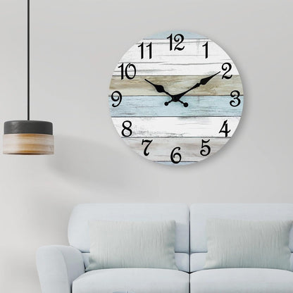 CHYLIN Wall Clock, Silent Non Ticking Battery Operated, Rustic Coastal Country Clock Decorative for Bathroom Kitchen Bedroom 8
