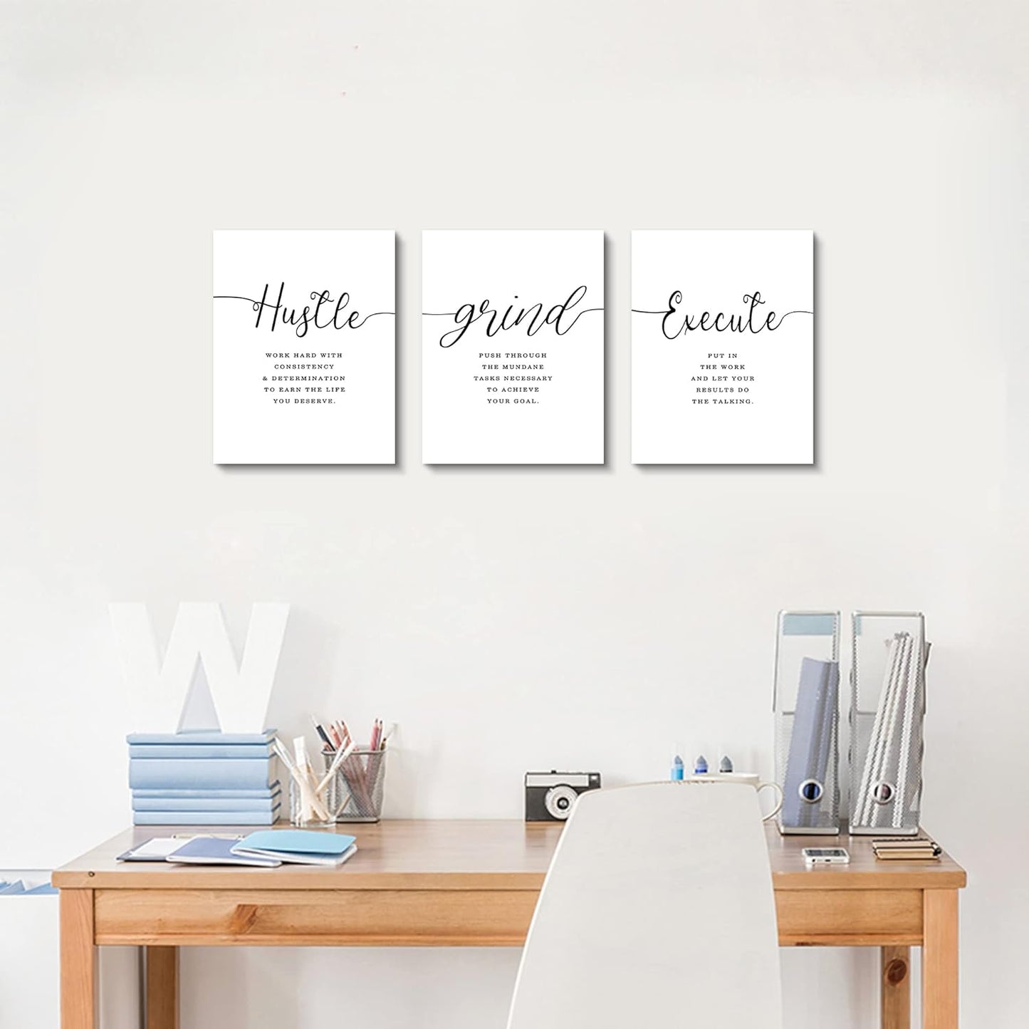 Inspirational Canvas Painting Wall Art -EPHANY ART,Mindset Quotes Prints, Success Framed Entrepreneur Poster Positive Quotes Wall Poster for Home Office Workplace (M-3pcs,12x16inchx3pcs)