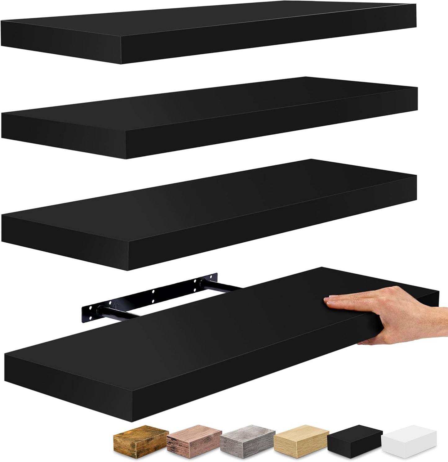 Sorbus Floating Shelves for Wall - 24" Bathroom Shelves, Wall Decor for Bedroom, Kitchen, Living Room, Home Decor & Book Storage - Mounted Floating Shelf with Invisible Brackets (White, 2 Pack)