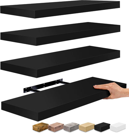 Sorbus Floating Shelves for Wall - 24" Bathroom Shelves, Wall Decor for Bedroom, Kitchen, Living Room, Home Decor & Book Storage - Mounted Floating Shelf with Invisible Brackets (White, 2 Pack)