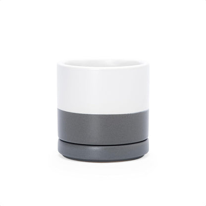 D'vine Dev 6.5 Inch Ceramic Planter Pot with Drainage Hole and Saucer, Indoor Cylinder Round Planter Pot, Olive, 94-O-C-J