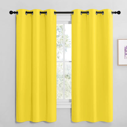 NICETOWN Halloween Pitch Black Solid Thermal Insulated Grommet Blackout Curtains/Drapes for Bedroom Window (2 Panels, 42 inches Wide by 63 inches Long, Black) - Colors C