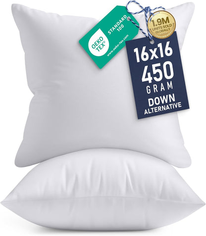 Utopia Bedding 18x18 Pillow Inserts, Set of 2, White – Indoor Decorative Throw Pillows for Bed, Sofa & Couch – Soft, Supportive & Fluffy Cushion Inserts
