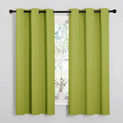 NICETOWN Halloween Pitch Black Solid Thermal Insulated Grommet Blackout Curtains/Drapes for Bedroom Window (2 Panels, 42 inches Wide by 63 inches Long, Black) - Colors B