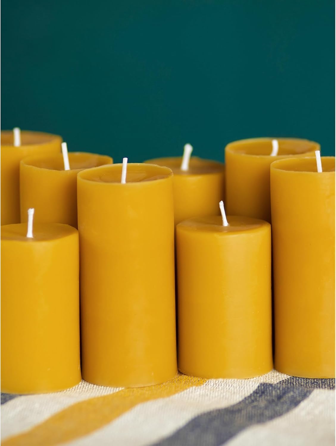 CANDWAX 3x4 inch Pillar Candles Set of 3 – Unscented Dripless Rustic Dark Blue Candles for Room Decor, Weddings, Centerpieces