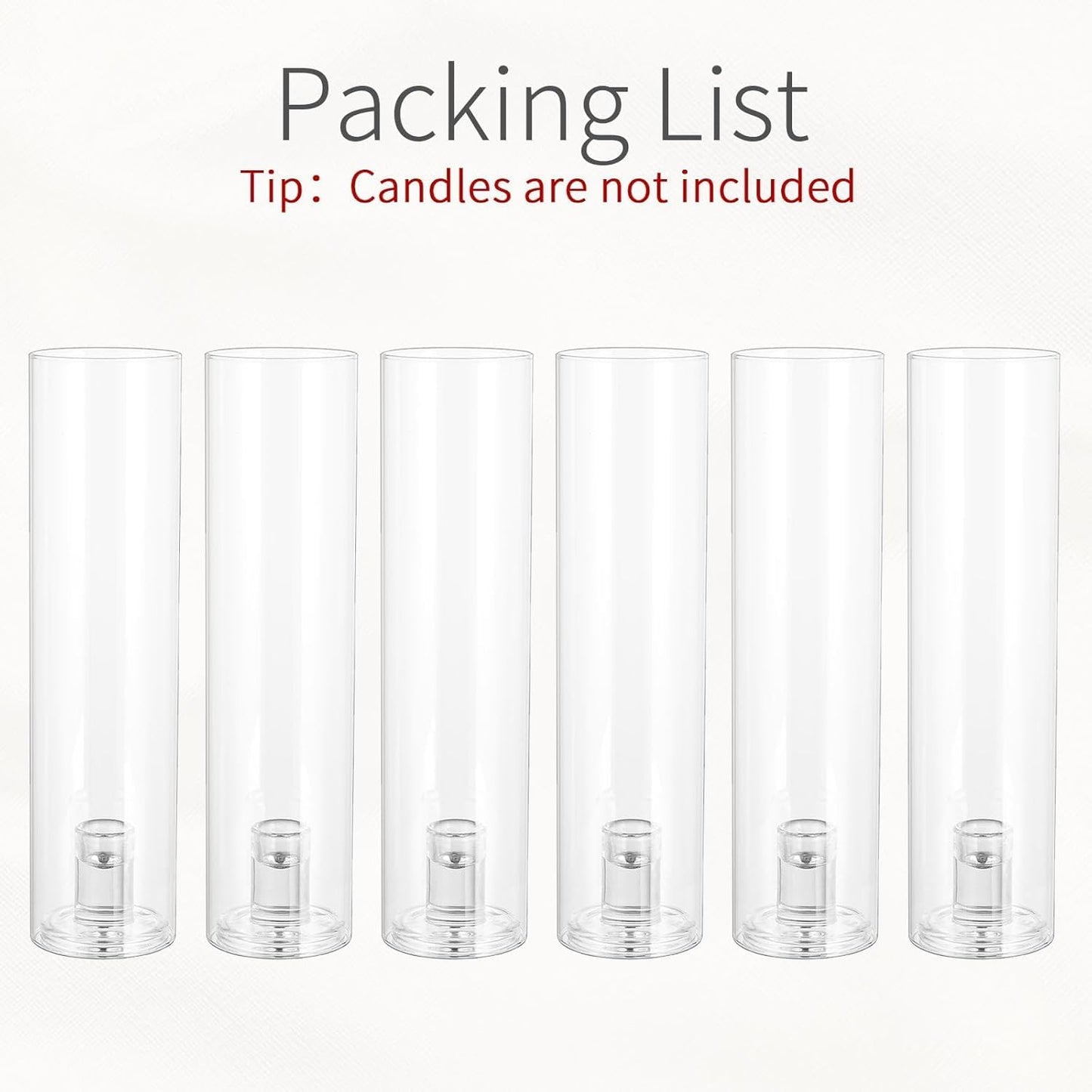 Glass Hurricane Candle Holder: 12" Tall Candlestick Holder Bulk with Cylinder Windproof Cover Set of 6 Clear Taper Candle Holders for Wedding Party Birthday Christmas Decor