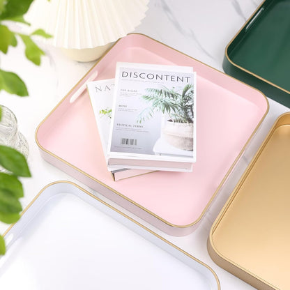 Green Decorative Tray with Handles, Versatile Serving Tray for Coffee Table, Ottoman, Ideal for Serving, Displaying, Organizing, 15.7"*10.2"*1.57"