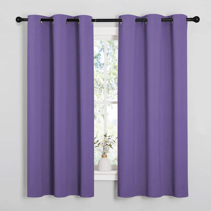NICETOWN Halloween Pitch Black Solid Thermal Insulated Grommet Blackout Curtains/Drapes for Bedroom Window (2 Panels, 42 inches Wide by 63 inches Long, Black) - Colors D