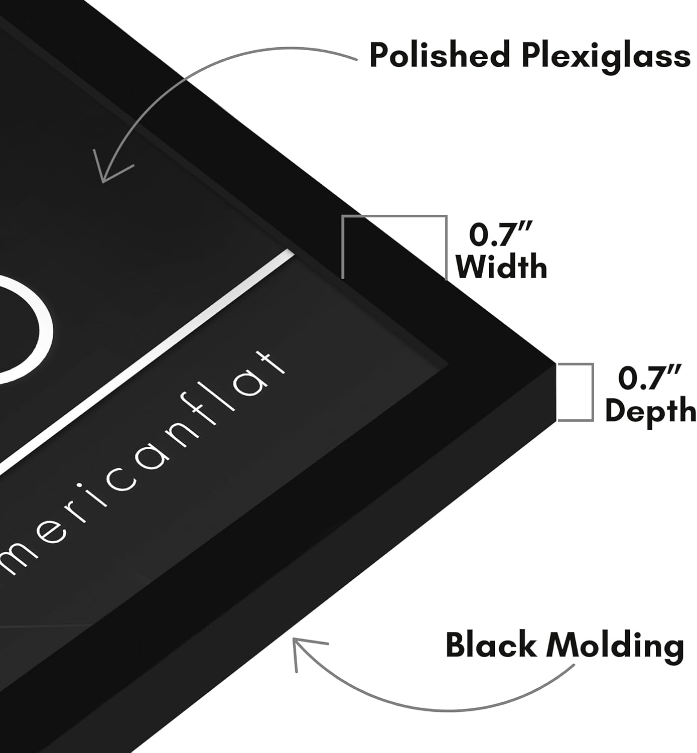 Americanflat 24x36 Poster Frame with Polished Plexiglass - Streamline Collection - Thin Border Picture Frame for Wall Display - Hanging Hardware Included - Black - Colors C