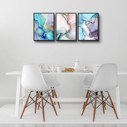MHARTK66 Wall Art for Bedroom Wall Decor for Living Room Office Decor Abstract Mountain Aurora Landscape Painting 3 Piece Scenic Framed Canvas Art Prints Ready to Hang Kitchen Wall Pictures Home Decor