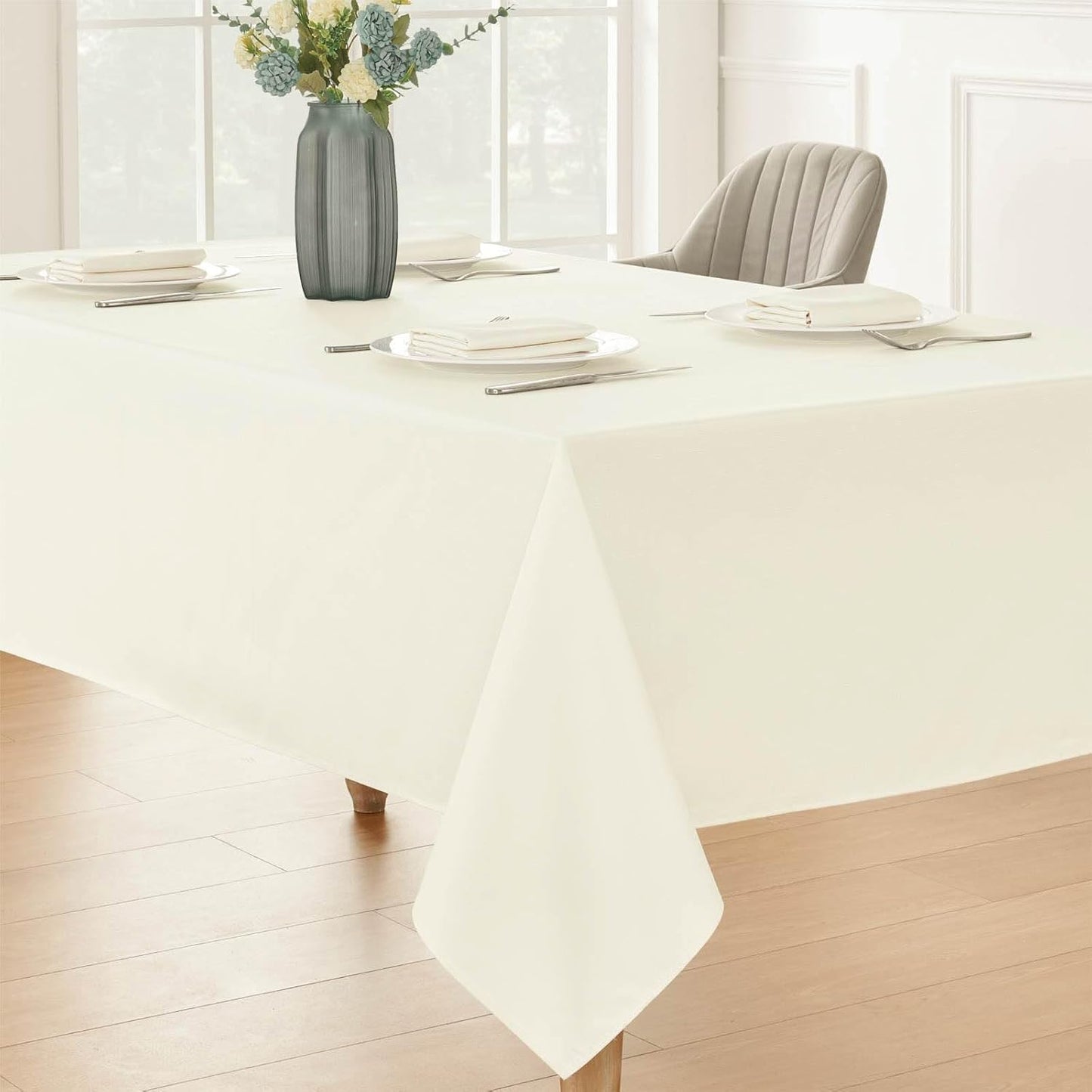 Veblandy Rectangle Tablecloth Waterproof Linen Textured Table Cloth Stain and Wrinkle Resistant Washable, Decorative Fabric Table Cover for Dining, Party and Camping (Sage Green, 52 * 70)