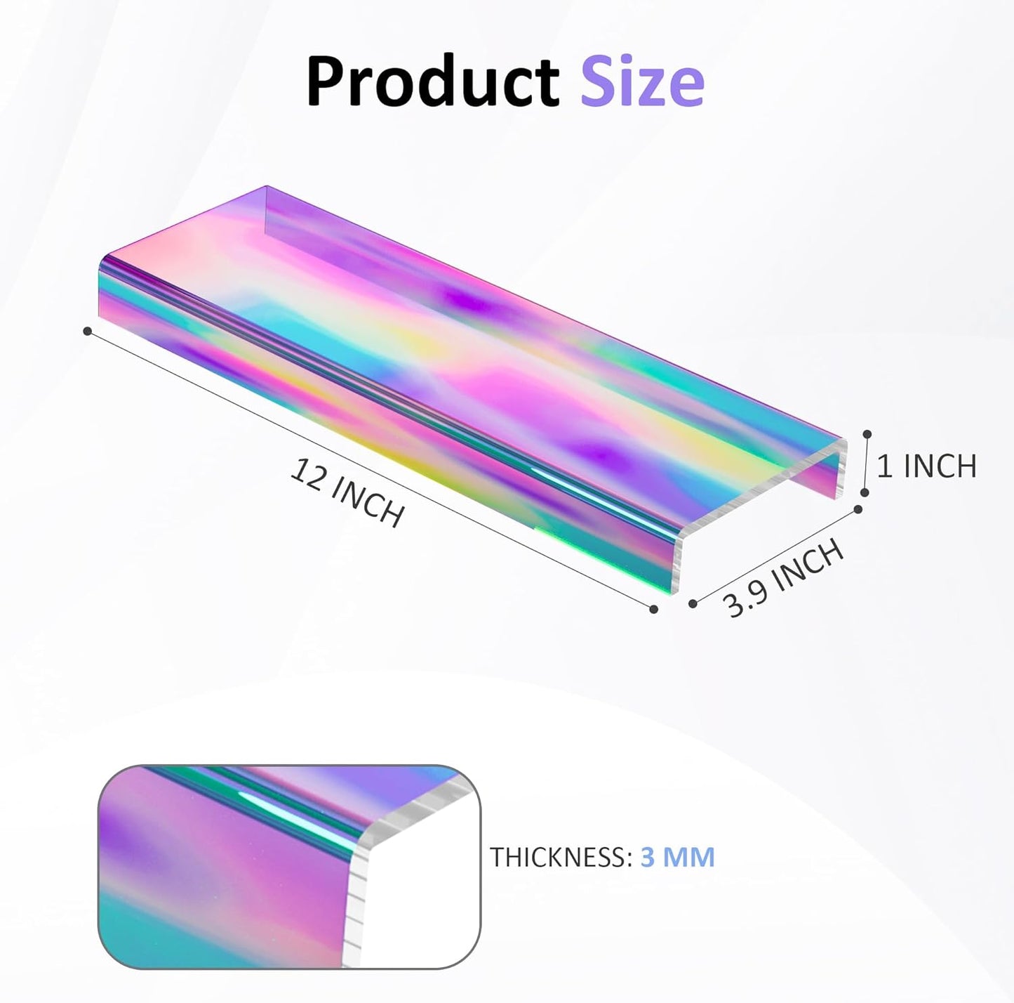 Sezanrpt Acrylic Shelf Riser 12x4.7x3 pack of 2, Desktop Rectangular Acrylic Tray Pedestal Stand for Funko Pop Figure, Bags, 12x4.7x3 Inch