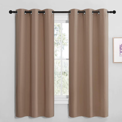 NICETOWN Halloween Pitch Black Solid Thermal Insulated Grommet Blackout Curtains/Drapes for Bedroom Window (2 Panels, 42 inches Wide by 63 inches Long, Black) - Colors D