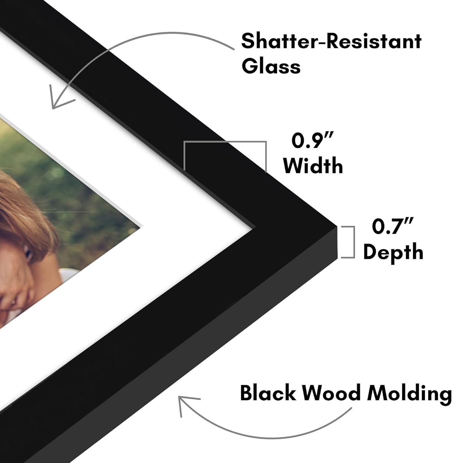Americanflat 4x6 Collage Picture Frame with Shatter-Resistant Glass - Fits Five 4x6 Photos or Use as One 11x14 Picture Frame - Signature Collection - Collage Frames for Wall Display - Black
